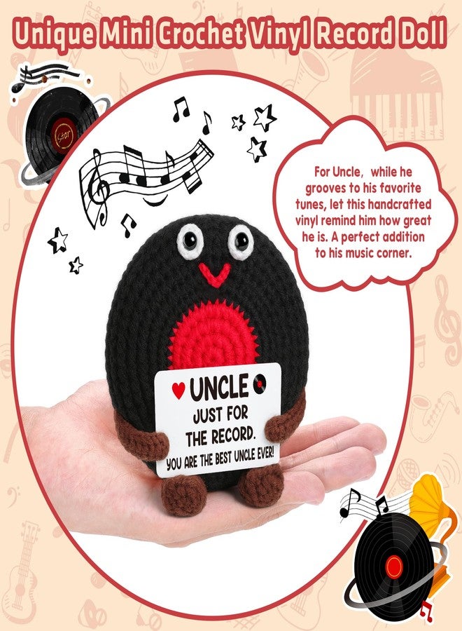 BVXFR Gifts for Uncle Christmas Stocking Stuffers Birthday Gifts Best Uncle Ever Present from Niece Nephew Favorite Uncles Gift from Niece Nephew Handmade Crochet Vinyl Record Music Lover Present - Image 3